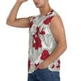 thumbnail image 3 of Fotbe Men's Leaves And Anemone Flowers In Red Grey Print Men's Sleeveless Muscle Tank Tops Casual T-Shirts for Gym Workout Beach-3X-Large, 3 of 8