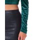 thumbnail image 5 of INSPIRAR CHIC Manga Fruncida para Crop Tops de Terciopelo con Escote Corazón para Mujeres Fiesta L Azul Lago, 5 of 5