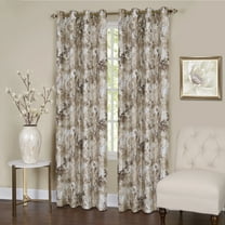 Tan Floral Window Curtain Panel: 50" x 63", Lined Blackout 8 Grommet Panel