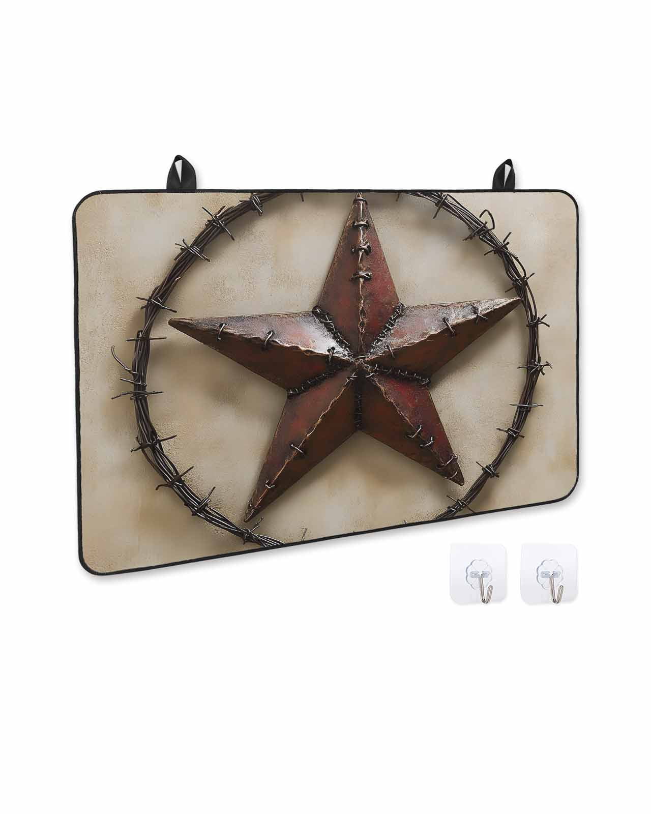 nqOlkjepod Large Induction Cooktop Protector Mat 24"x21", Farmhouse Vintage Stove Top Covers for Electric Stove, Brown Country Western Star Art Stove Burner Cover Mats, Glass Top Stove Cover
