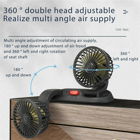

Tiitstoy Universal Adjustabl USB Dual Fan Summer Outdoor Portable Fan for Car Home Daily Use