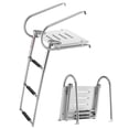 thumbnail image 1 of KFFKFF Boat Ladder, 3 Steps, Stainless Steel Telescoping Folding Swim Deck Ladder for Rear Entry Inboard, 400 lbs Capacity with Wide Anti-Slip Steps & Handrails, 1 of 9