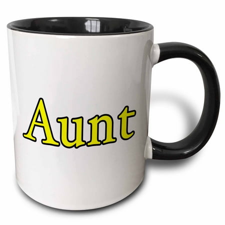 

3dRose Aunt Yellow - Two Tone Black Mug 11-ounce