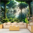 thumbnail image 4 of Gojian Nature Tapestry Forest Tree Sea Cave Wall Hanging, Stream Through Rainforest Landscape Wall Art Tapestry for Bedroom Living room, 4 of 6