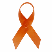 Orange Satin Awareness Ribbons - Bag of 250 Fabric Ribbons w/ Safety Pins