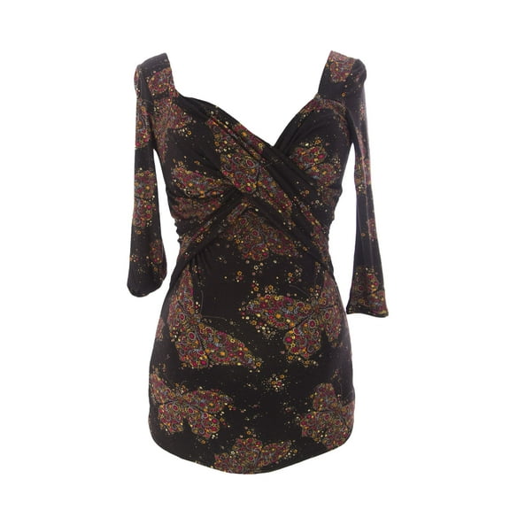 9 FASHION Maternity Elena Multi-Color Butterfly 3/4 Sleeve Blouse