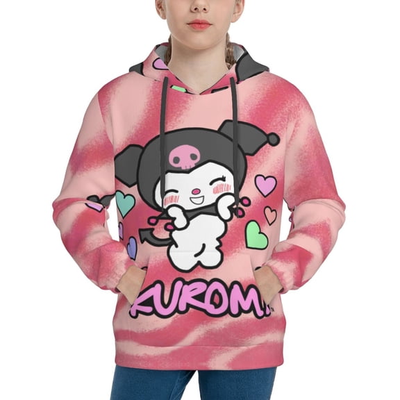 Sanrio Kuromi Kids' Hoodie 3d Print Sweatshirt Soft Pullover Hooded With Big Pockets Fans Gifts For Boys Or Girls X-Large