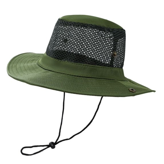 Outdoor Fishing Camouflage Wide Brim Breathable Bucket Hat Sun Visor Hat Hiking Cap Sun Protection GREEN STYLE2