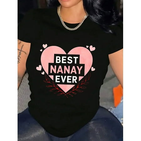 T-Shirt Deedee The Best Mom Graphic Shirt Women Cotton Soft Stylish Casual Short Sleeve Crew Neck Top