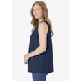 thumbnail image 3 of Woman Within Plus Size Smocked Henley Tank Top, 3 of 5