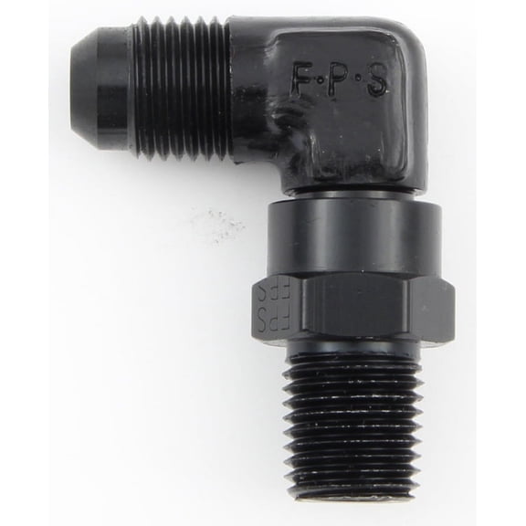 #6 x 1/4 MPT 90 Deg Swivel Adapter Black