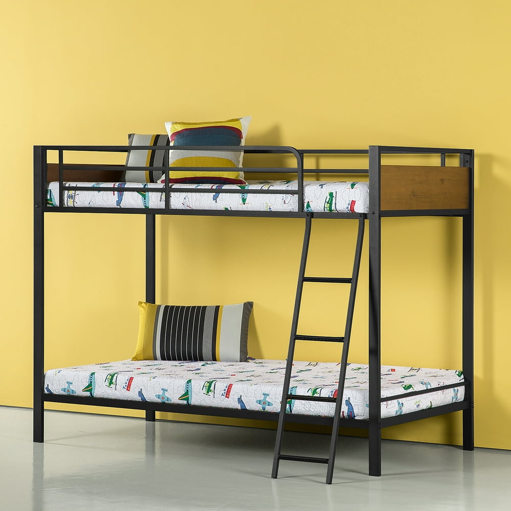 Zinus Easy Assembly Wood & Metal Bunk Bed, Twin Over Twin