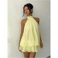 thumbnail image 3 of Dresses for Women Chiffon Halter Wedding Guest Dresses Ruffle Summer Mini Dress Formal Dresses for Women Color Yellow Size L, 3 of 6