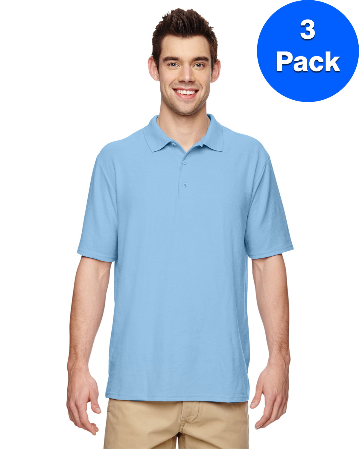 Mens DryBlend 6.3 oz. Double Piqué Sport Shirt 3 Pack - Walmart.com