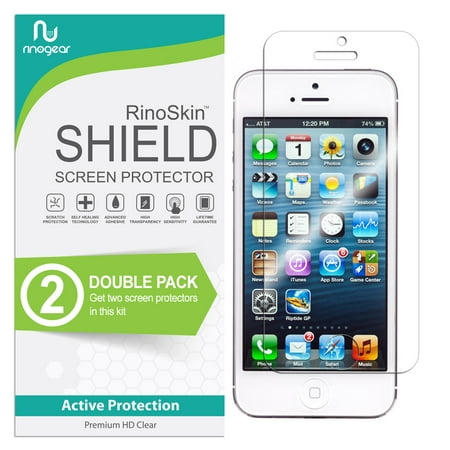 (2-Pack) iPhone SE / 5 / 5S / 5C Screen Protector RinoGear Flexible HD Invisible Clear Shield Anti-Bubble Unlimited Replacement (Best Iphone 5s Screen Replacement)
