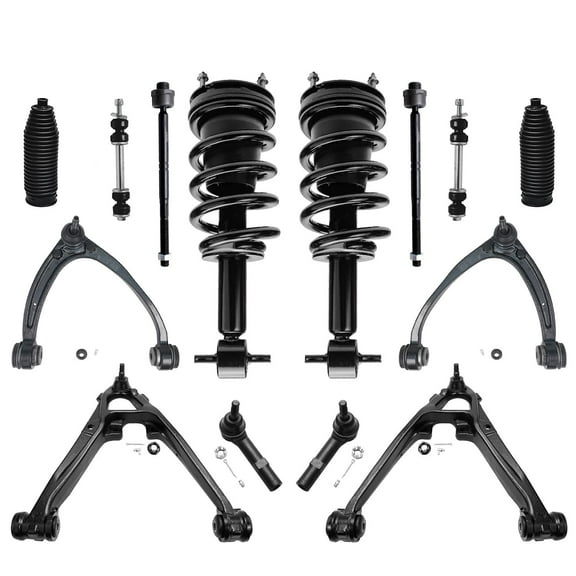 Detroit Axle - Front End 14pc Kit 07-13 Chevy GMC Silverado Sierra 1500 Upper Lower Control Arms with Ball Joints Sway Bar Links Inner Outer Tie Rods Boots Replacement Struts w/Coil Spring