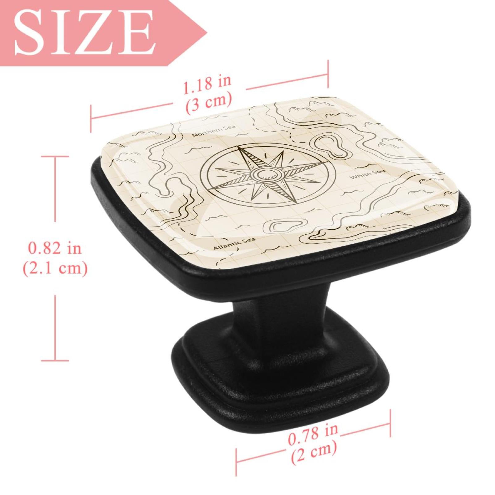 4 Pcs Square Cabinet Handle Cupboard Knob Drawer Pulls Handle Map Compass Drawer Knobs with Screws Furniture Decoration