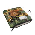 thumbnail image 3 of HELLHERO Vintage Polyester Fabric Book Protector for Fater 8.66 x 11.42 for Textbook Paperbacks Supplies Zipper Calf Sunflower, 3 of 8
