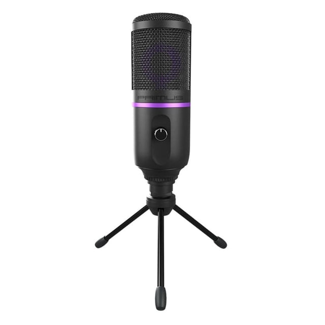 Micrófono gamer Primus Ethos 100T alámbrico, condensador, USB, cardioide, iluminación RGB