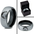 thumbnail image 4 of Tungsten Horse Horses Equestrian Equine Equidae Band Ring 8mm Men Women Comfort Fit Black Dome Brushed Gray Polished, 4 of 4