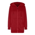 thumbnail image 4 of MeetoTime Long Sweat à Capuche pour Femmes Veste Zippée Automne Décontractée en Polaire avec Poches, 4 of 8