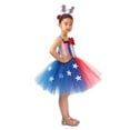 thumbnail image 5 of Wxirdiow Girl Dress Girls Tulle Skirt Set Two Piece 4th of July Tutu Dress with Hairband Summer Party Outfit Red Size,8-9 Years, 5 of 9