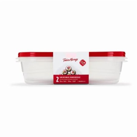 TakeAlong 2pk 1.1gal Plastic Rectangle Food Storage Containers - Ruby Red: Microwave & Freezer Safe