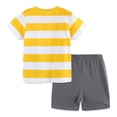thumbnail image 6 of Toddler Boy Summer Outfit for 3-4 Years Toddler Boy Girls Clothes Summer Short Sleeve Truck Print T-Shirt Tops Cartoon Print Elastic Shorts Set 2Pcs Casual Outfit,A95-Yellow, 6 of 7