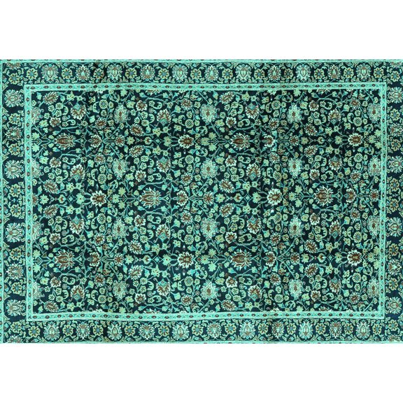 Ahgly Company Indoor Rectangle Persian Turquoise Blue Traditional Area Rugs, 5' x 7'