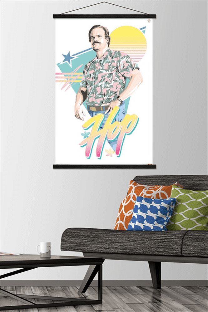 Netflix Stranger Things: Season 3 - Hop Wall Poster with Wooden Magnetic Frame, 22.375" x 34"