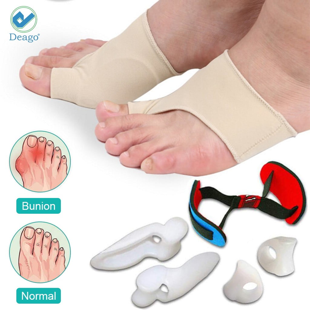 Deago Bunion Corrector & Bunion Relief Protector Kit - Treat Pain in Hallux Valgus, Big Toe Joint, Toe Separators Spacers Straighteners Splint Aid Treatment (7Pcs/Set)