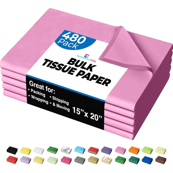 Solids Tissue Paper for Gift Bags - 15" X 20" Bulk Tissue Paper 480 - 10lb Newsprint for Packing, Birthday Gift Box Filler, Packing Supplies for Moving Supplies