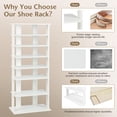 thumbnail image 6 of Giantex 7-Tier Wood Shoe Rack, Free Standing Vertical Shoe Racks w/Shelves of Different Heights, Rack Organizer, White, 6 of 10