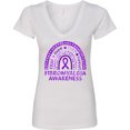 thumbnail image 3 of Inktastic Fibromyalgia Awareness Rainbow with Purple Ribbon Women's V-Neck T-Shirt, 3 of 5