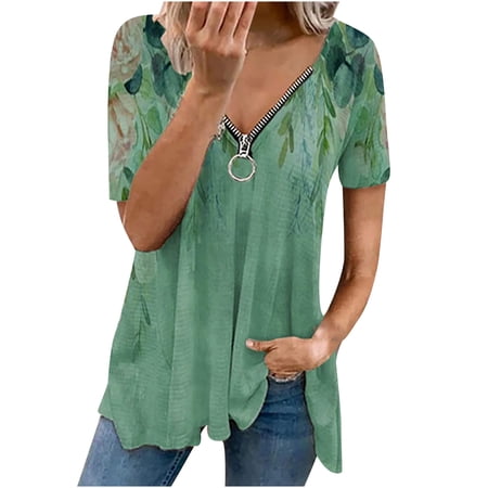 V Neck Retro Print T Shirt