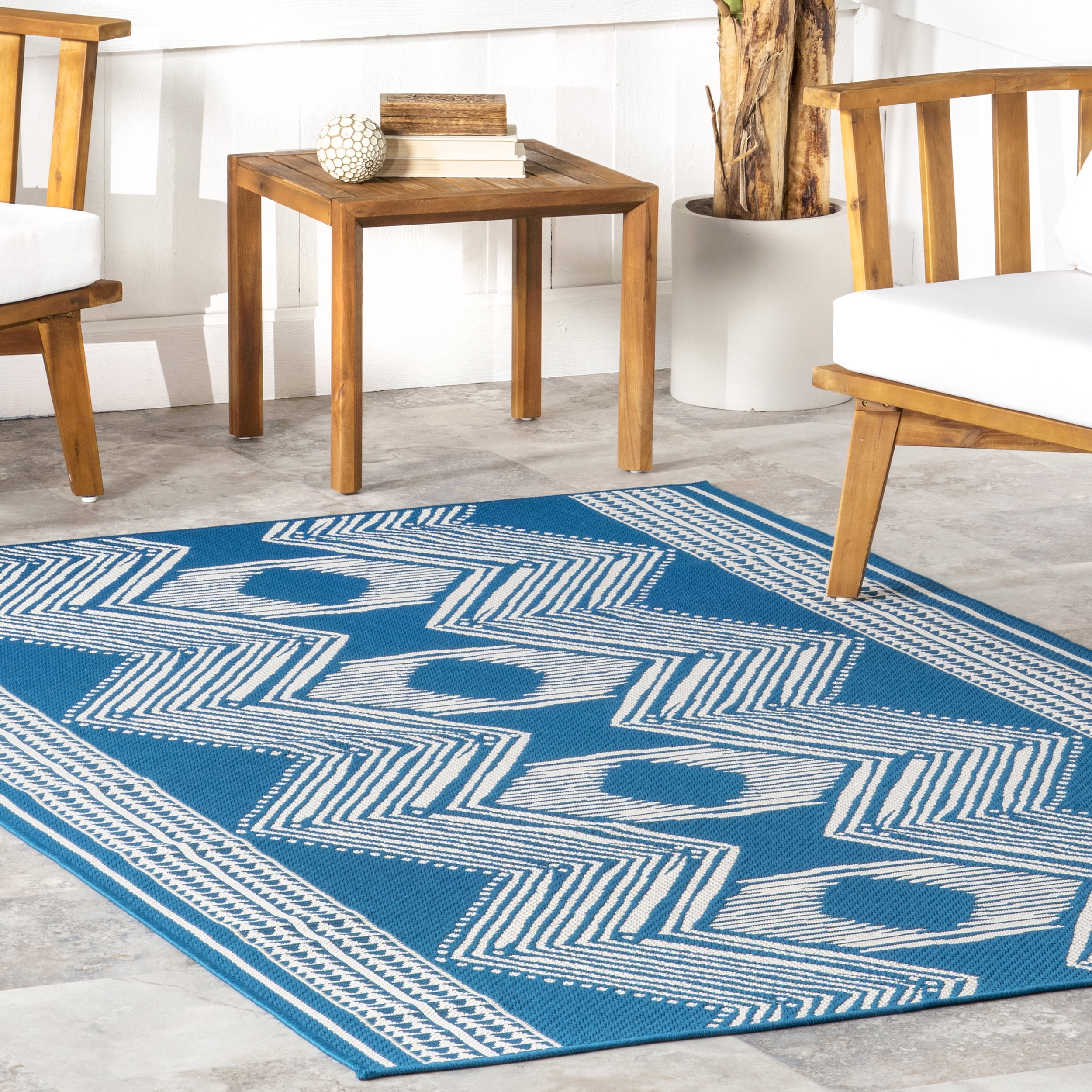 nuLOOM Ranya Tribal Indoor/Outdoor Area Rug, 5' x 8', Teal