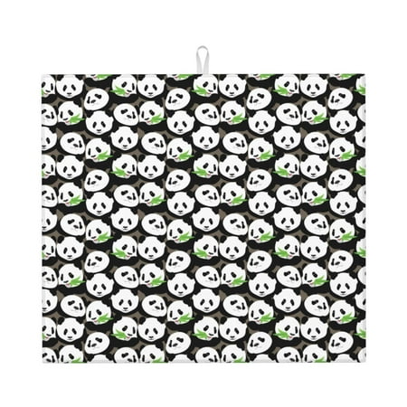 

Lukts Panda Bear Print Ultra Water Dish Drying Mat Slip Resistant Pad for Sink Dishes or Under Rack Kitchen Counter Accessories