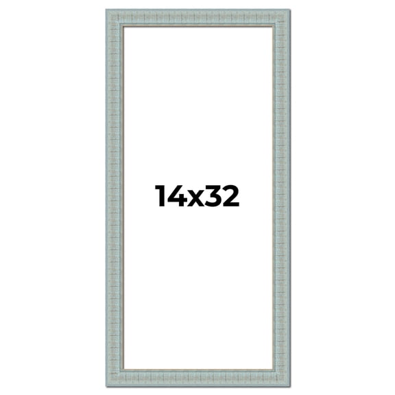 14x32 Frame Blue Teal Distressed Solid Wood Picture Frame | 1.625 Inch Moulding Width | Sonoma Blue