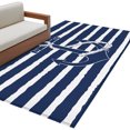 thumbnail image 2 of Area Rug 4x6 Ft, Navy Blue Anchor Nautical Non Slip Area Rugs for Bedroom, Navy Blue Striped Farmhouse Washable Low Pile Indoor Throw Carpet for Home Office Study Room Dining Room Nursery, 2 of 9