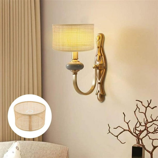 Pantalla de lámpara, pantalla de lámpara de , moderno Natural, cubierta de lámpara decorativa de ratán, decoración para Patio, comedor, tejado de ca A cuadros 22x14cm