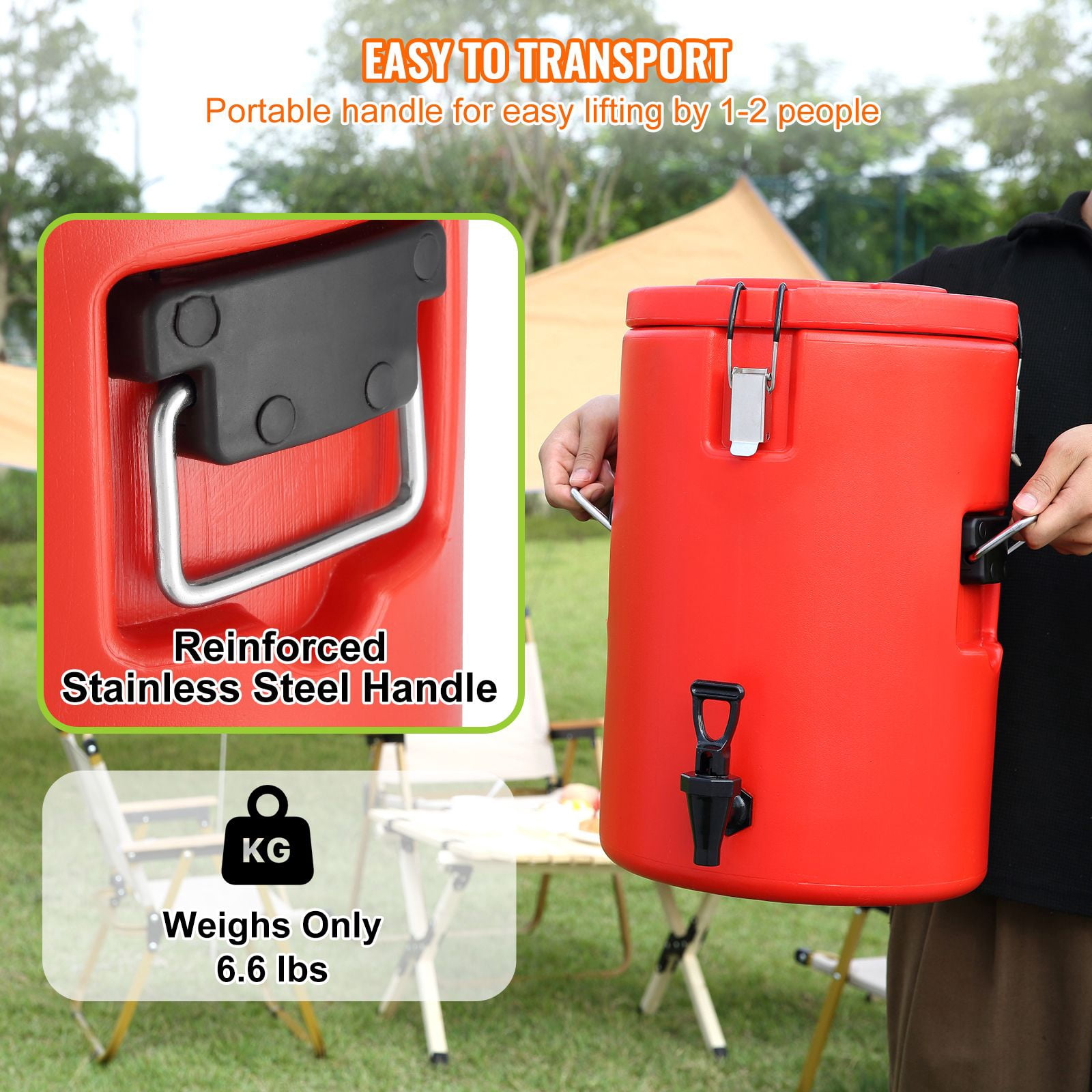 4.5 Gallon Insulated Beverage Dispenser with 304 Stainless Steel Interior, 10Hr Insulation, Drip-Free Spigot, for Cafes Restaurants
