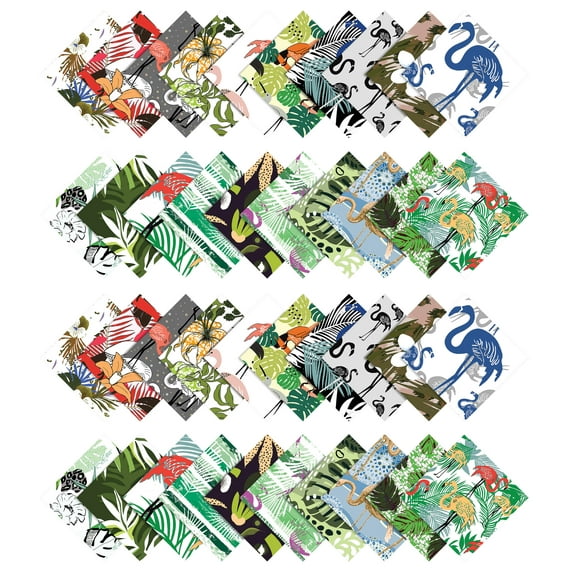 Soimoi Tropical Print Precut 5-inch Cotton Fabric Quilting Squares Charm Pack DIY Patchwork Sewing Craft-Sea Green