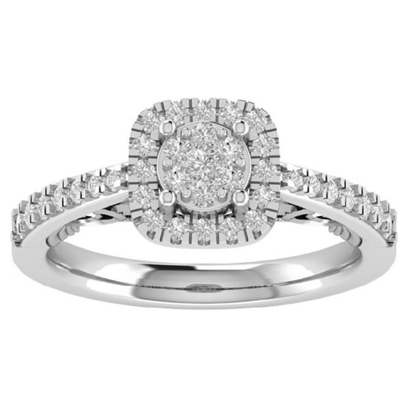 Araiya Sterling Silver Diamond Halo Ring (1/2 cttw, I-J Color, I2-I3 Clarity), Size 7