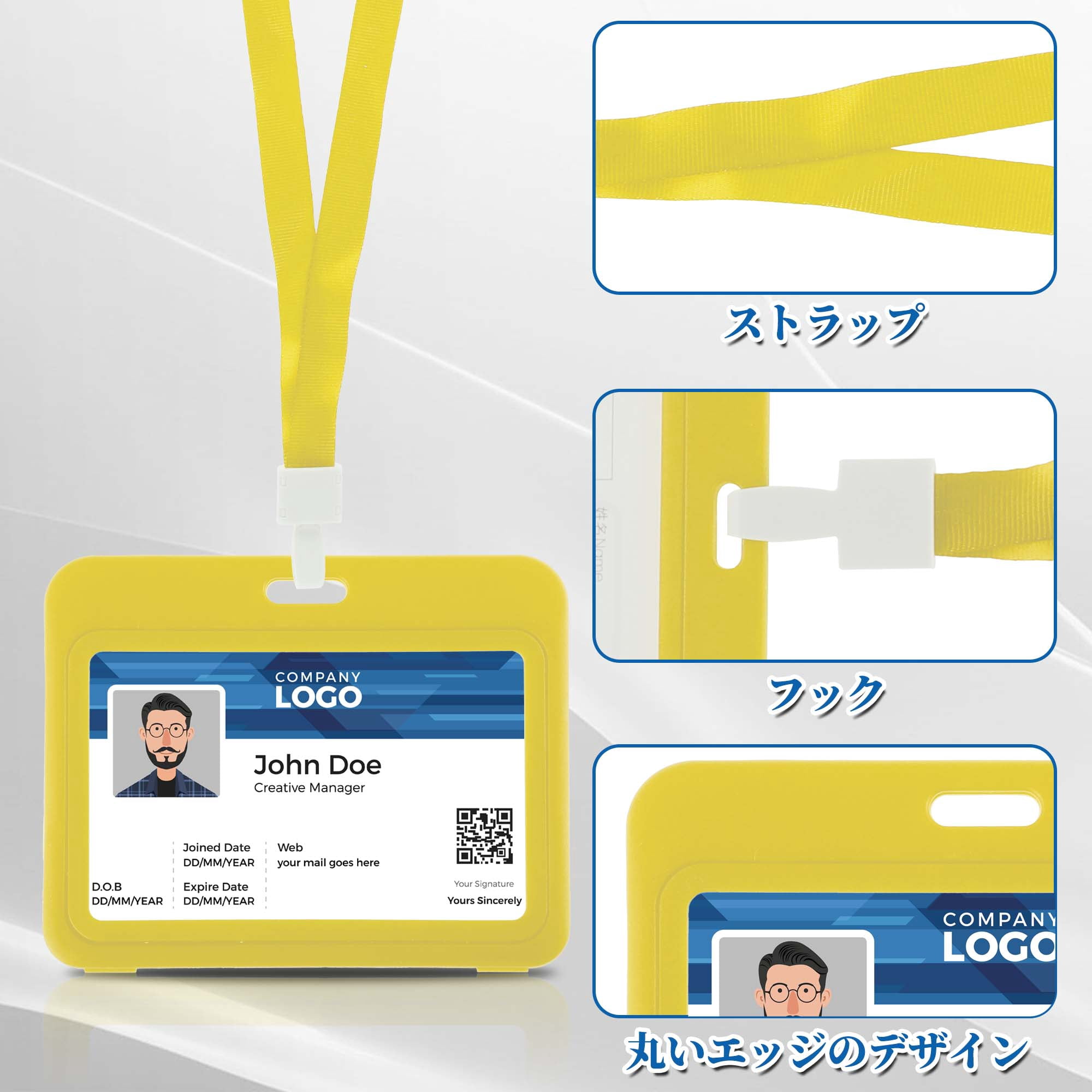 Unique Bargains Lanyards for ID Badges Leather Clear Card Holder with Lanyard Yellow