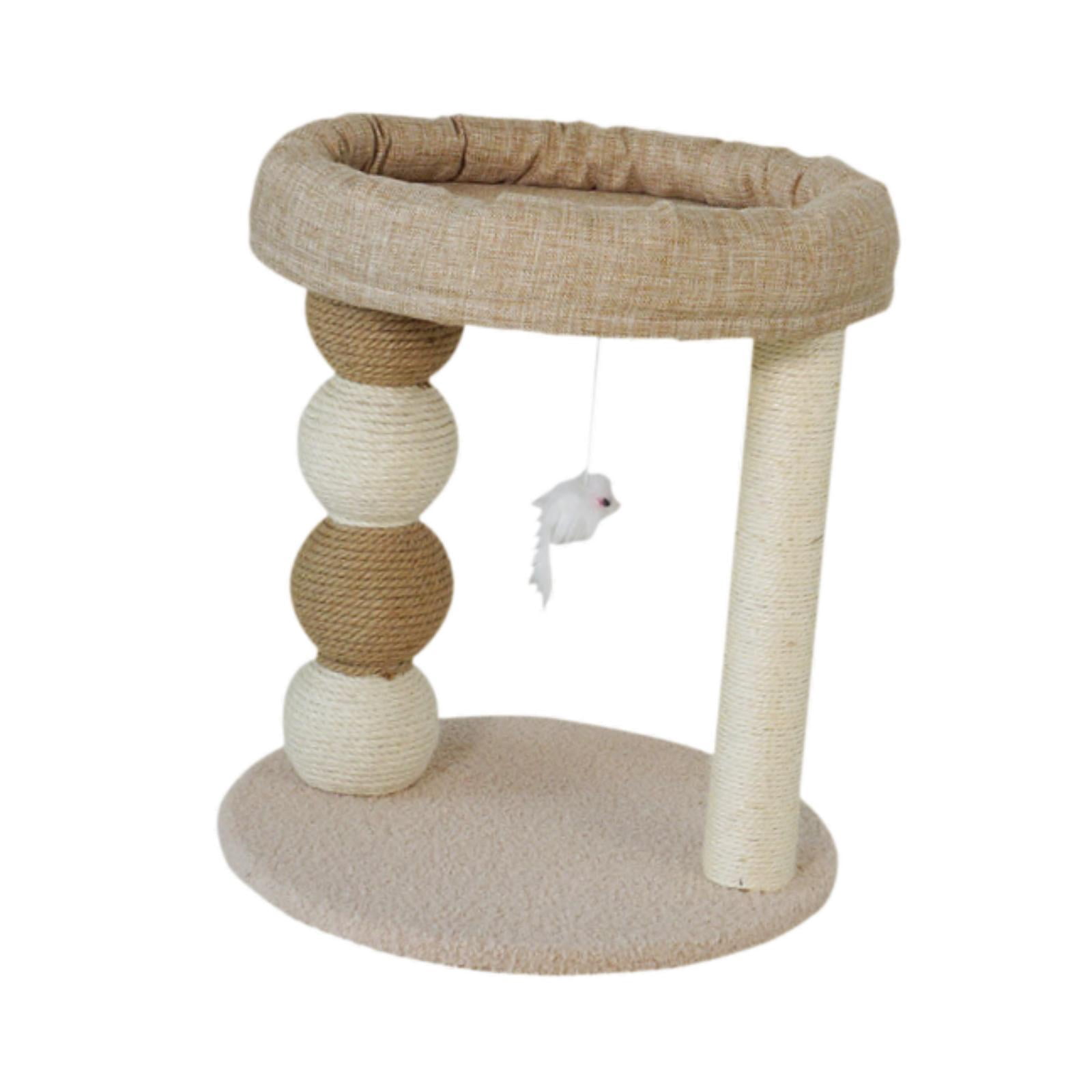 Serenable Cat Scratch Post with Carpeted Base,Small Cat Tree,Cat Supplies Furniture,Kitty Playing Perch for Small Cat,Sisal Cat Scratcher brown