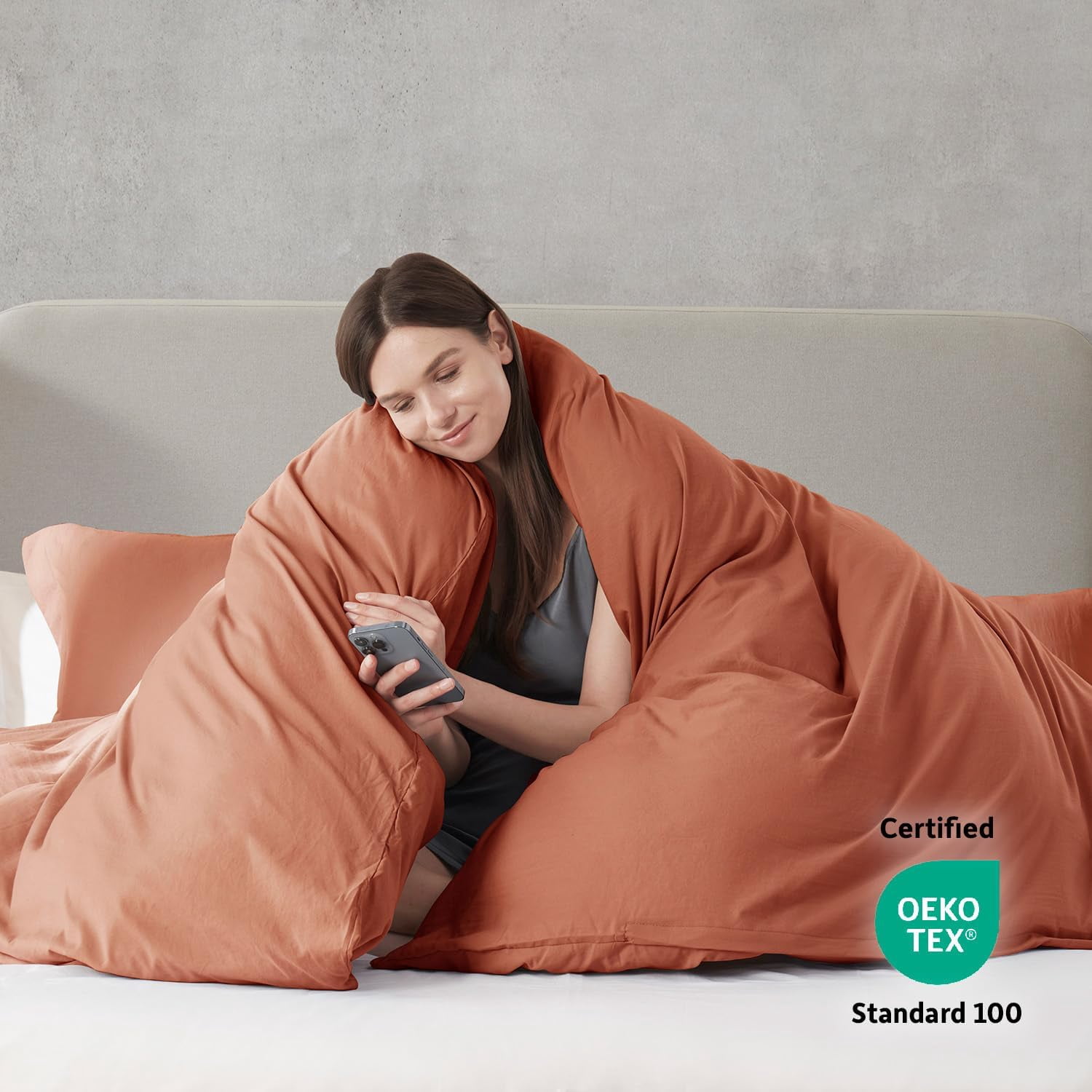LammaLoe Duvet Cover Twin/Twin XL Size, Soft Prewashed 2-Piece Duvet Cover Bedding Set with 1 Pillow Sham, Rust