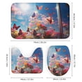 thumbnail image 3 of Watercolor Butterfly Bathroom Sets with Shower Curtain And Rugs, Incl with 12 Hooks，Toilet Lid Oval Rug, 3 of 8