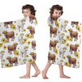 thumbnail image 4 of Highland Cow Sunflower Cow Pattern Hooded Bath Towel，60"x35" for Ages 3 To 12 Kids, Quick Dry Lightweight Soft Microfiber Hood Beach Towel Cover Up for Kids, 4 of 7