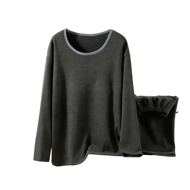 RXMEKW Ensemble de sous-Vêtements Thermiques pour Femmes, Haut à Manches Longues à Col Rond et Bas, Couche de Base d'Hiver Douce pour Temps Froid