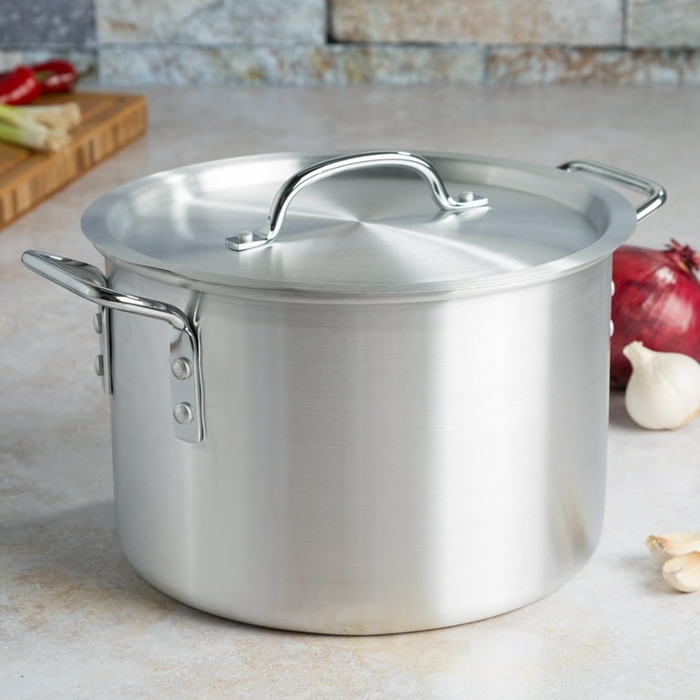 Choice 8 Qt. Standard Weight Aluminum Stock Pot with Cover